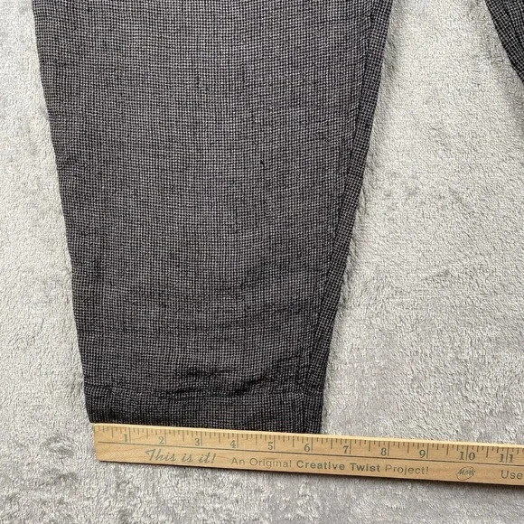 POETRY Pants Womens Sz 8 Grey Linen Tapered Trousers Crop Pleated Houndstooth - Picture 10 of 13